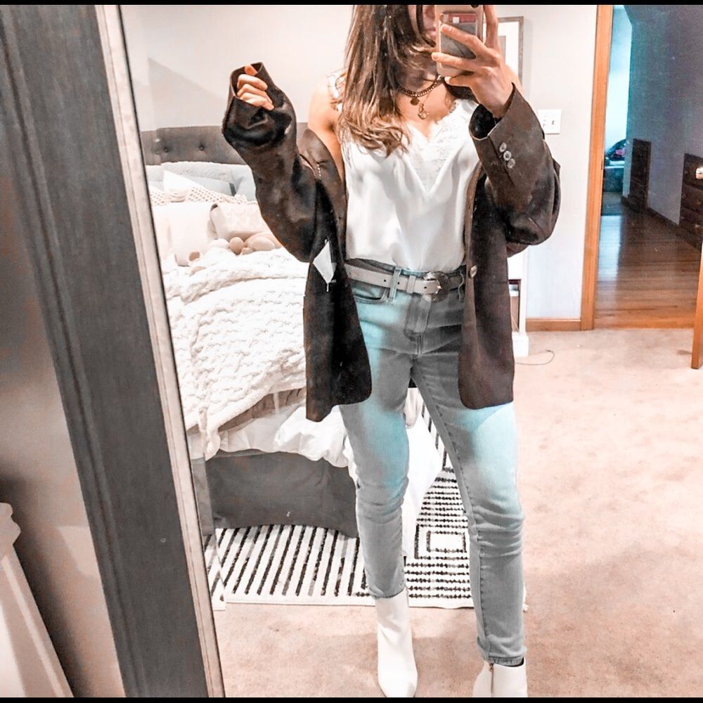 Oversized Brown leather blazer